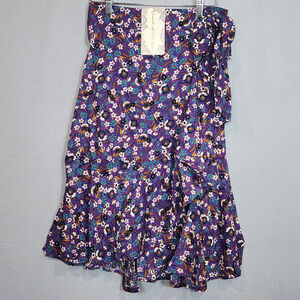 Band of The Free Womens Wrap‎ Style Skirt Purple Floral Size Small Boho NWT